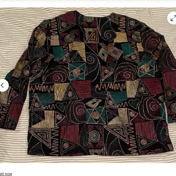 Vintage Tres Paquette Abstract Textured Blazer Jacket Womens Plus 2X 1 Button - Picture 2 of 4